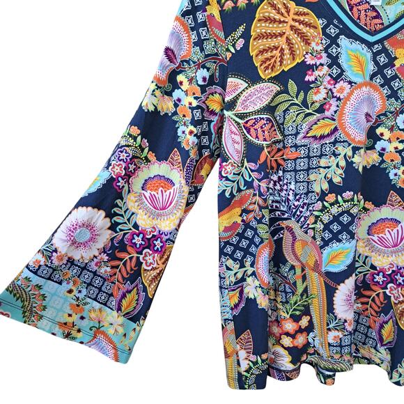 JOHNNY WAS Janice Favorite V Neck Tee Small Kimono Long Sleeve Top Boho Floral - Picture 10 of 12